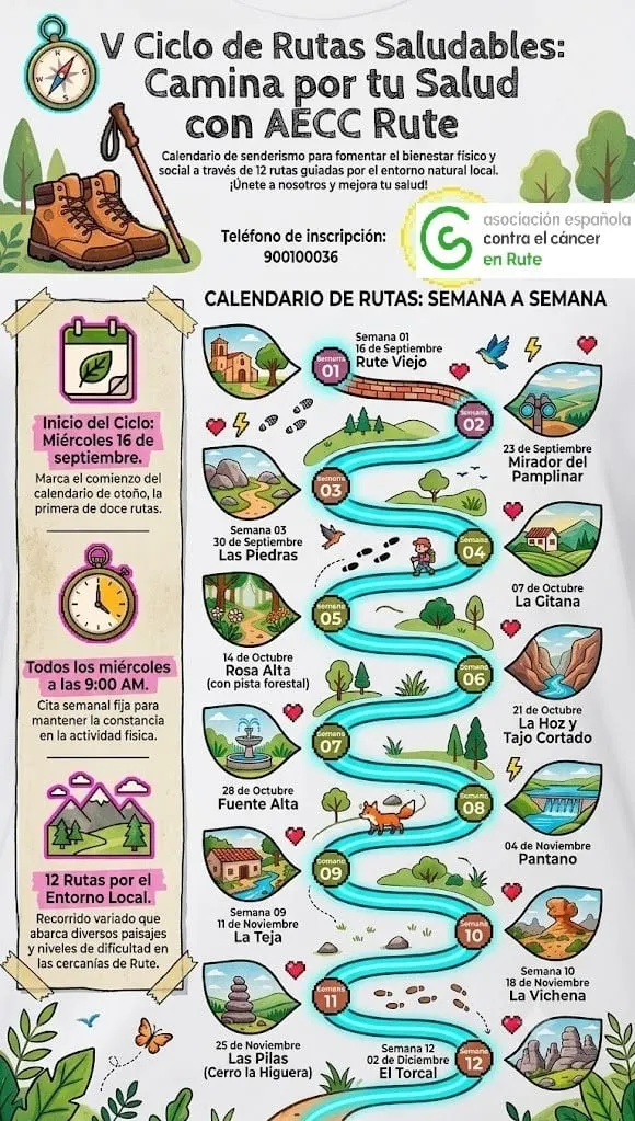 Camina por tu Salud: rutas saludables de otoño de la AECC en Rute