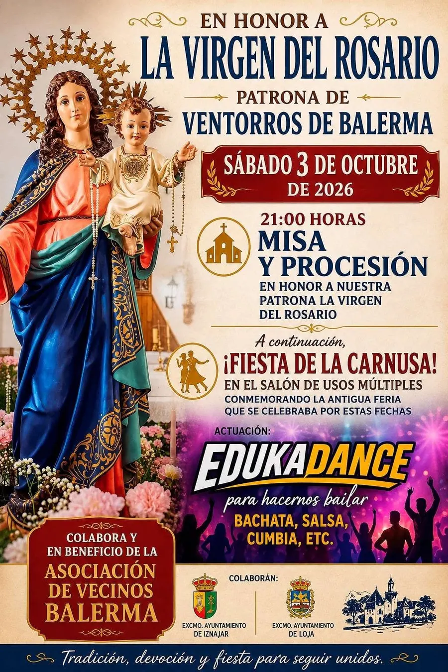 Fiesta de la Virgen del Rosario y Fiesta de la Carnusa en Ventorros de Balerma