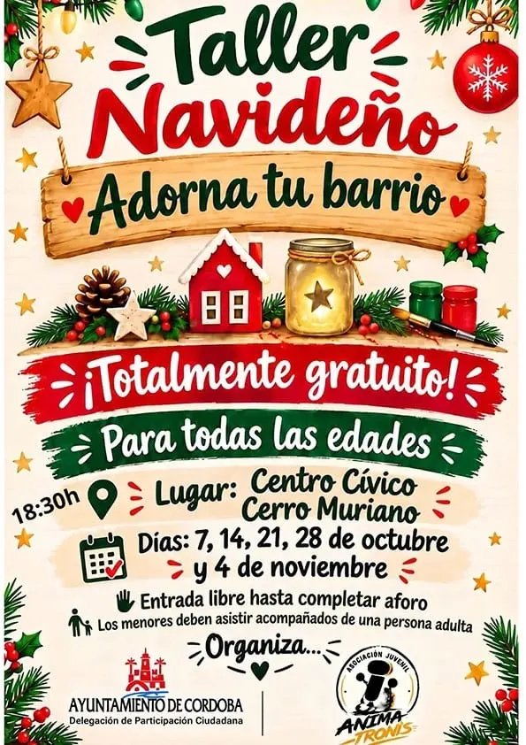 Taller navideño «Adorna tu barrio» en Cerro Muriano