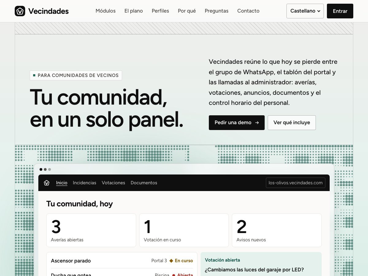 Portada de Vecindades, l'app per a comunitats de veïns