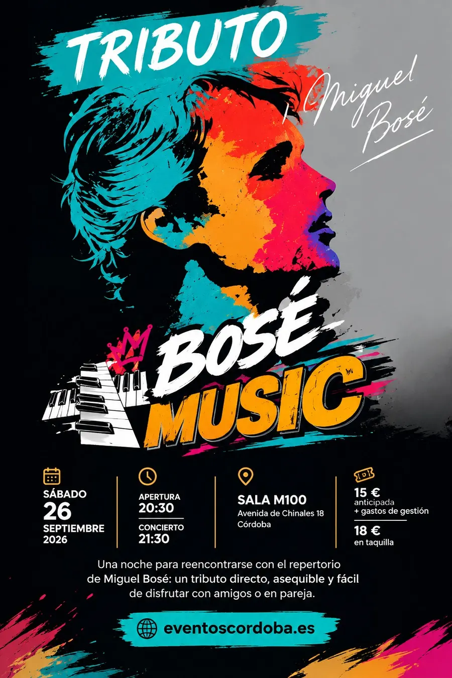 Cartel de Bosé Music, tributo a Miguel Bosé